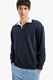 Boxy Fit Polo Yaka Sweatshirt