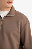 Regular Fit Dik Yaka Kalın Sweatshirt Kumaşı Sweatshirt