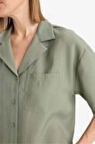 DeFacto Loose Fit Ceket Yaka Modal Kısa Kollu Gömlek F0399AX25SPGN460