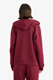 Relax Fit Kapüşonlu Basic Düz Kalın Fermuarlı Sweatshirt