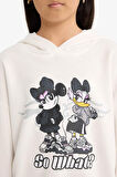 Kız Çocuk Disney Mickey & Minnie Oversize Geniş Kalıp Kapüşonlu Sweatshirt