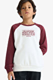Erkek Çocuk Oversize Geniş Kalıp Bisiklet Yaka Nakışlı Sweatshirt