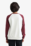 Erkek Çocuk Oversize Geniş Kalıp Bisiklet Yaka Nakışlı Sweatshirt