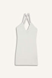 Slim Fit Dar Kesim V Yaka Kolsuz Elbise