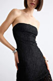 Slim Fit Dantel Maxi Siyah Etek