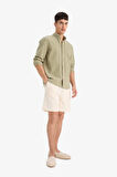 Regular Fit Dokulu Bermuda Şort