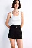 Fitted Kemer Detaylı Şort Etek