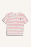Kız Çocuk Relax Fit Bisiklet Yaka Çizgili Kısa Kollu Tişört