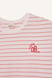 Kız Çocuk Relax Fit Bisiklet Yaka Çizgili Kısa Kollu Tişört
