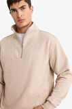 Regular Fit Dik Yaka Yarım Fermuarlı Sweatshirt