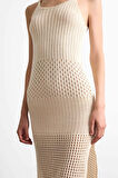 Askılı Kroşe Triko Midi Plaj Elbisesi