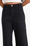 Kısa Geniş Paça Yüksek Bel Bilek Boy Jean Pantolon