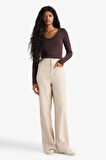 Straight Fit Yamalı Cep Normal Bel Düz Paça Uzun Boy Gabardin Pantolon