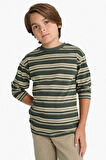 Erkek Çocuk Bisiklet Yaka Çizgili Uzun Kollu Tişört