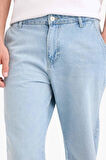 DeFacto %100 Pamuk Relax Fit Geniş Paça Jean Kar Yıkamalı Pantolon E1376AX25SMNM39