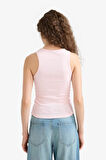 Fitted Bisiklet Yaka Basic Düz Ribana Beyaz  Atlet