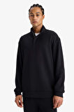 DeFactoFit Standart Fit Dik Yaka Yarım Fermuarlı Modal Sporcu Sweatshirt 