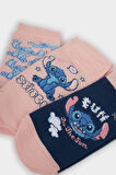 Kız Çocuk Disney Lilo & Stitch 3'lü Pamuklu Patik Çorap