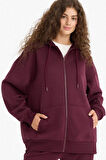 Oversize Geniş Kalıp Kapüşonlu Fermuarlı Sweatshirt