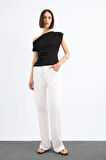 Fitted Basic Düz Tek Omuzlu Siyah Atlet