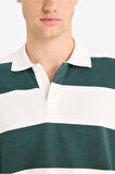 Boxy Fit Polo Yaka Çizgili Sweatshirt