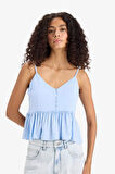 Regular Fit Viskon Kolsuz Bluz