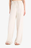Wide Leg Cepli Yüksek Bel Standart Boy Keten Karışımlı Pantolon