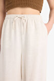 Wide Leg Cepli Yüksek Bel Standart Boy Keten Karışımlı Pantolon