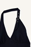 Coool Halter Yaka Kareli Mini Elbise