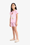 Kız Çocuk PowerPuff Girls Pijama Takımı Kısa Kollu Üst Şort