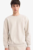 	Boxy Fit Bisiklet Yaka Basic Düz Pike Sweatshirt
