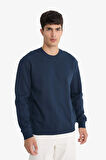 Regular Fit Bisiklet Yaka Basic Düz Kalın Sweatshirt