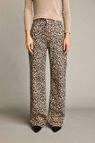 Leopar Desenli Geniş Paça Pantolon
