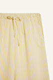 Coool Wide Leg Çizgili Normal Bel Keten Karışımlı Pantolon