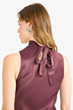 Regular Fit Saten Kolsuz Maxi Elbise