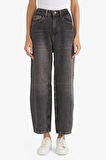 Barrel Fit Yüksek Bel Bilek Boy Jean Yıkamalı Pantolon