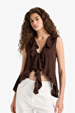 Regular Fit Dokulu Kolsuz Bluz