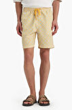 Regular Fit Desenli File Astarlı Diz Üstü Deniz Şortu
