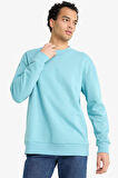 Boxy Fit Bisiklet Yaka İçi Yumuşak Tüylü Baskılı Sweatshirt