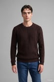 Regular Fit Bisiklet Yaka Fitilli Triko Basic Kazak