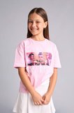DeFacto Kpop - Demon Hunters Lisanslı Oversıze Bisiklet Yaka Kısa Kollu Açık Pembe Tişört Kız Çocuk H9629A826AUPN693