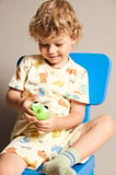 DeFacto %100 Pamuk Hayvan Baskılı Kısa Kollu Üst Şort Alt 2'li Pijama Takımı Erkek Bebek H7901A526HSYL522