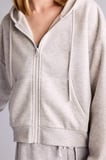 Cropped Fit Kapüşonlu Kalın Fermuarlı Sweatshirt