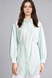 DeFacto Relax Fıt Kırışık Dokulu Kumaş Uzun Kollu Açık Nane Tunik H7714AX26HSGN1206