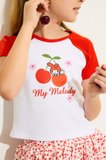 DeFacto My Melody Fıtted Bisiklet Yaka Ribana Kısa Kollu Tişört Kız Çocuk H3479A826HSWT34