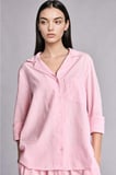 DeFacto Oversıze Pijama Yaka Keten Karışımlı Uzun Kollu Pembe Gömlek I1000AX26HSPN440