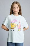 DeFacto %100 Pamuk SpongeBob Oversıze Bisiklet Yaka Kısa Kollu Tişört Kız Çocuk G8198A826SMTR143