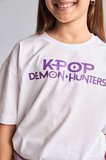 DeFacto Kpop - Demon Hunters Lisanslı Bisiklet Yaka Kısa Kollu Beyaz Tişört Kız Çocuk I0027A826HSWT34