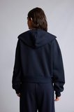 Regular Fıt Kapüşonlu Kalın Fermuarlı Lacivert Basic Sweatshirt