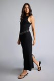 DeFacto Bodycon Vücudu Saran Halter Yaka Ribana Kolsuz Siyah Maxi Elbise H7119AX26SMBK81